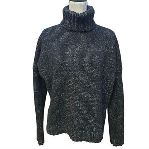 Vince‎ Black Speckled Cashmere Wool Blend Turtleneck Sweater Size L